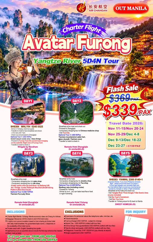 Avatar – Furong – Yangtze River 5D4N Charter Flight Tour poster 2