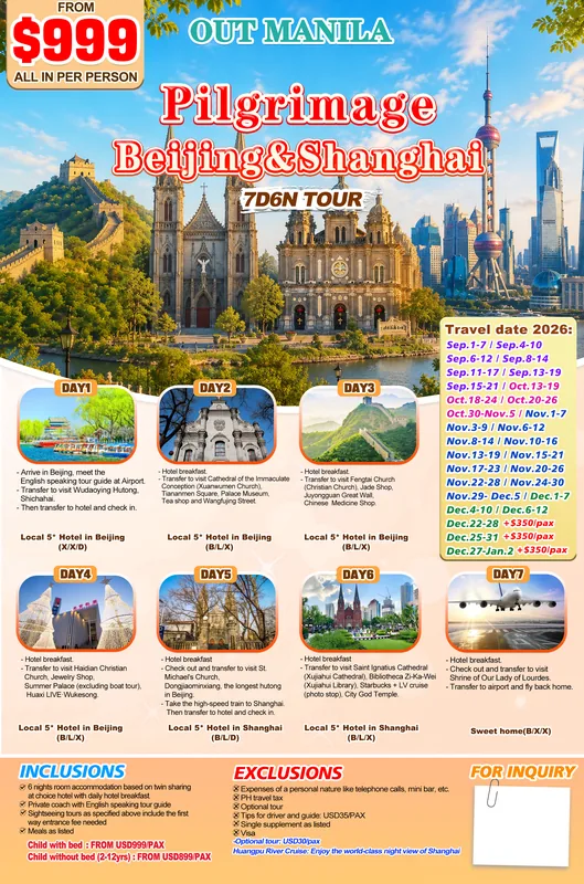 Beijing – Shanghai Pilgrimage 7D6N Tour itinerary poster