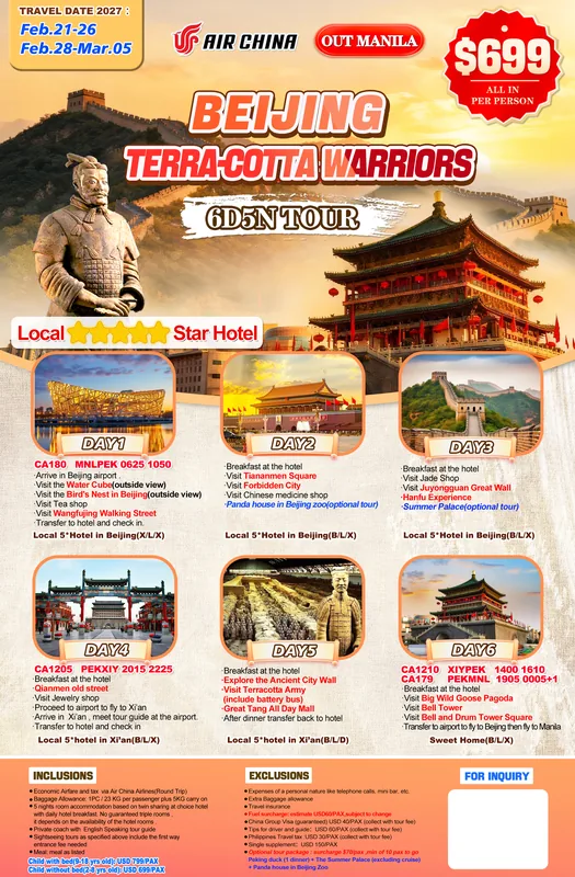 Beijing – Terra-Cotta Warriors 6D5N Tour itinerary poster