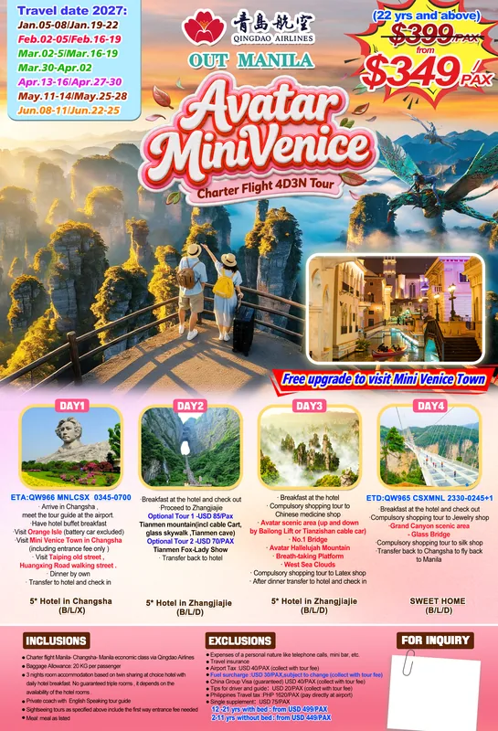 Charter Flight Avatar – Mini Venice (Changsha – Zhangjiajie) 4D3N Tour poster 2