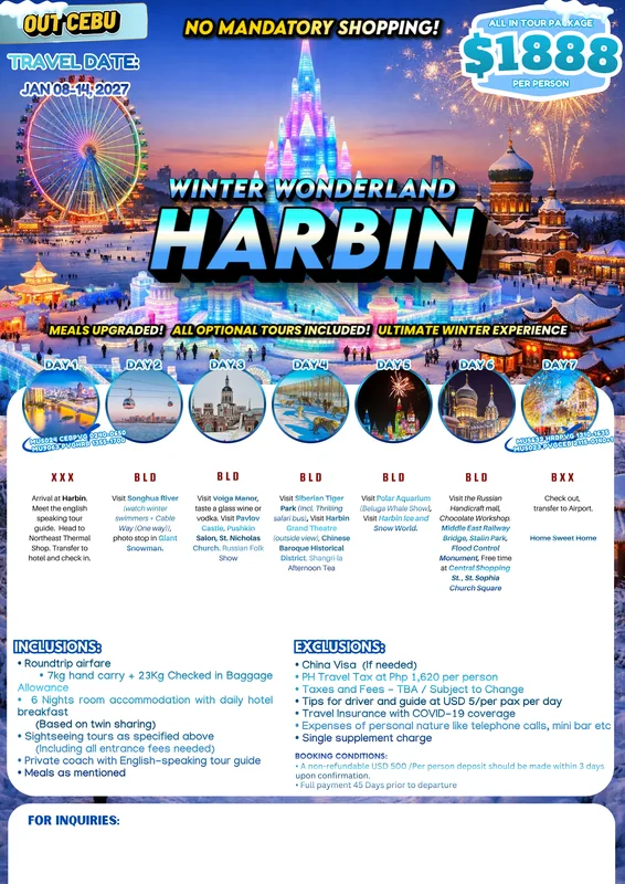 Harbin Winter 7D6N Tour itinerary poster