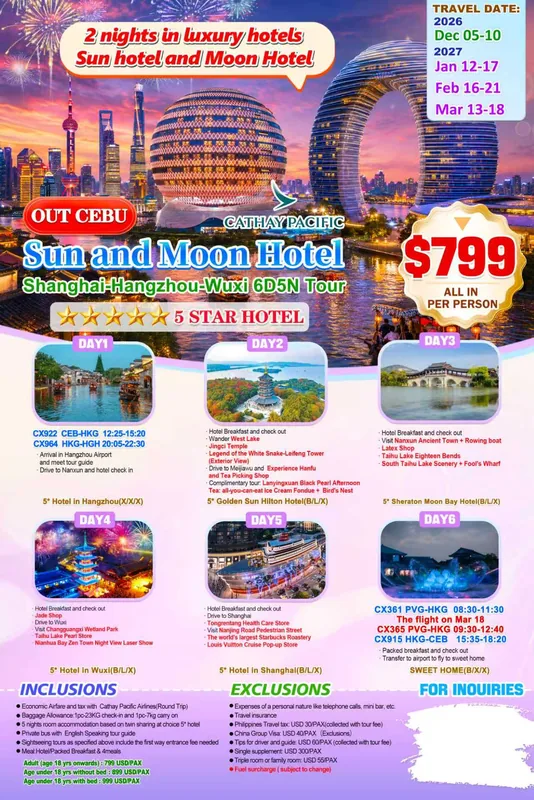 Shanghai – Hangzhou – Wuxi 6D5N Tour itinerary poster