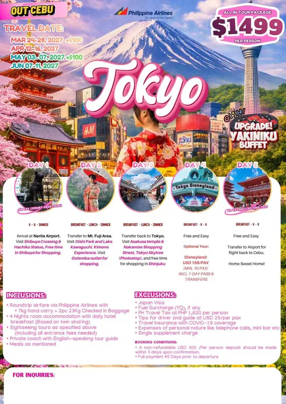 Tokyo – Mt. Fuji 5D4N Tour itinerary poster
