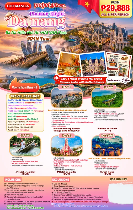 Da Nang Charter Flight 6D4N Tour with Ba Na Hills Overnight Stay poster 3
