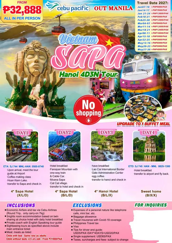 Hanoi – Sapa 4D3N Tour itinerary poster