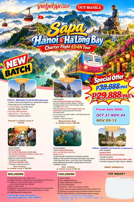 Sapa – Hanoi – Ha Long Bay 6D4N Charter Tour (with Shopping Stops) itinerary poster