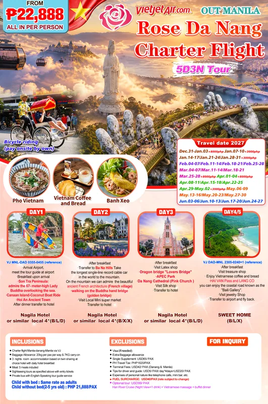 Da Nang Charter Flight 5D3N Tour (Nagila Hotel) poster 2