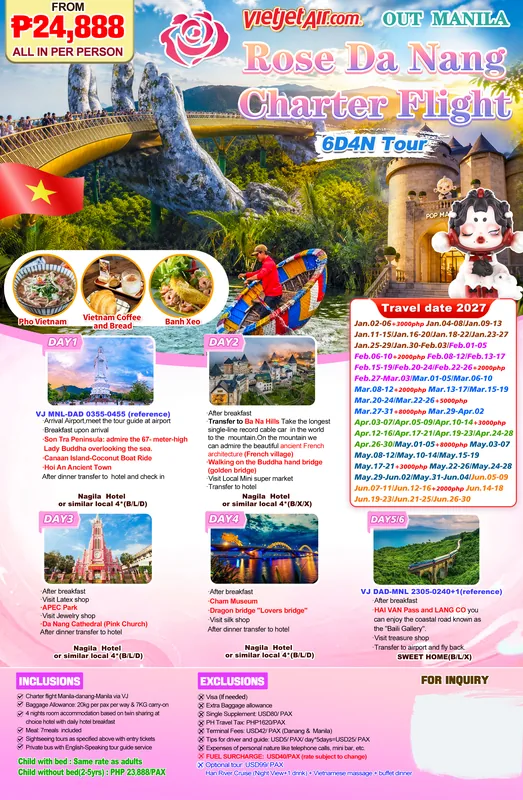 Da Nang Charter Flight 6D4N Tour (Nagila Hotel) poster 2
